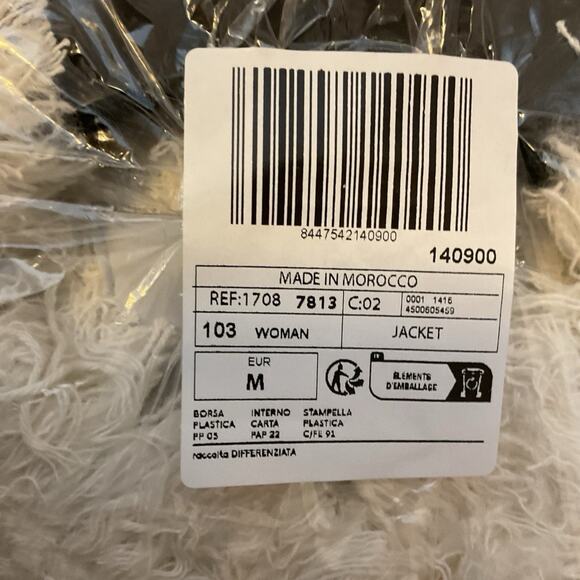 MANGO Pocket Cream Boucle' Fringe Tweed jacket Women's Blazer M (4) REF17087813 - Picture 15 of 16